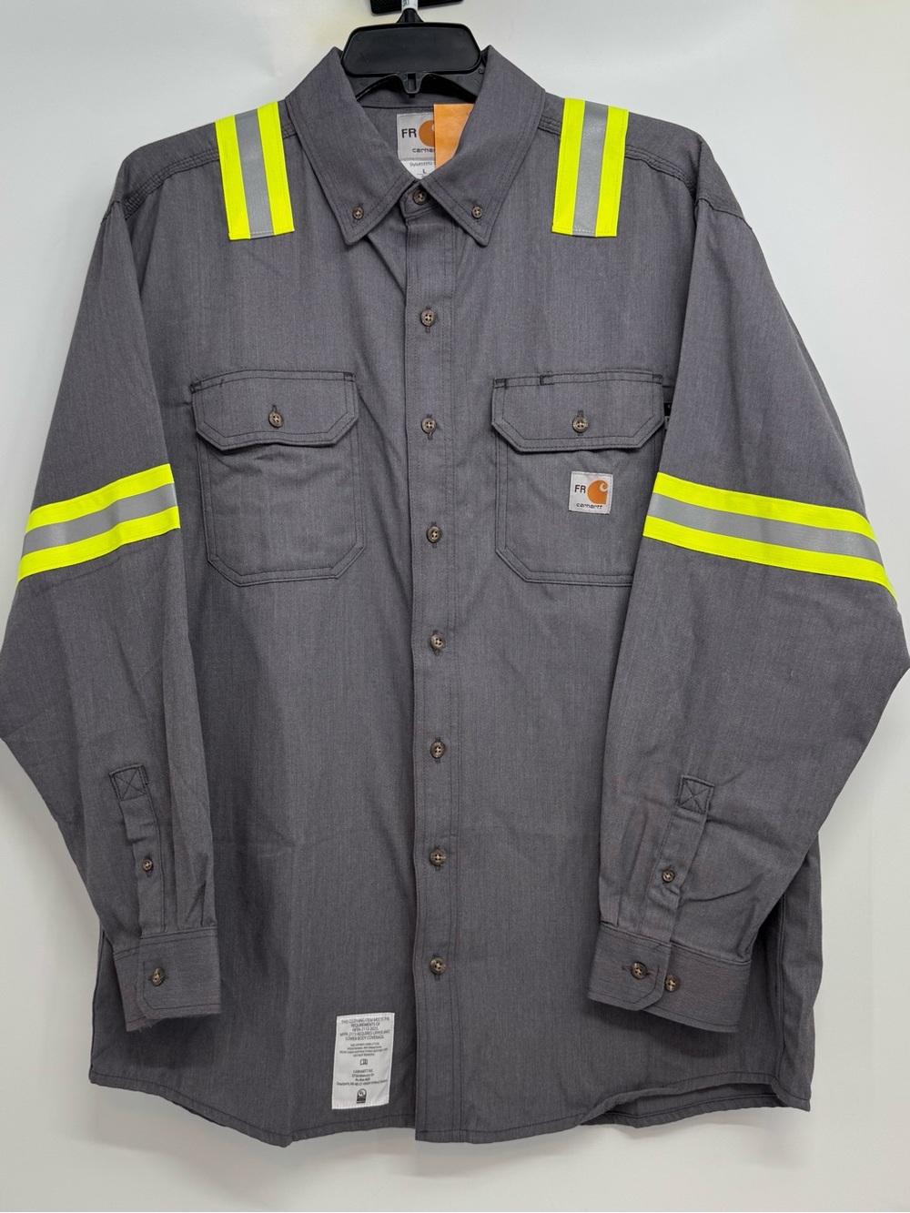 NWT Carhartt Fr Mens Work Shirt Reflective Fire Resistant Style #59392 Large Reg